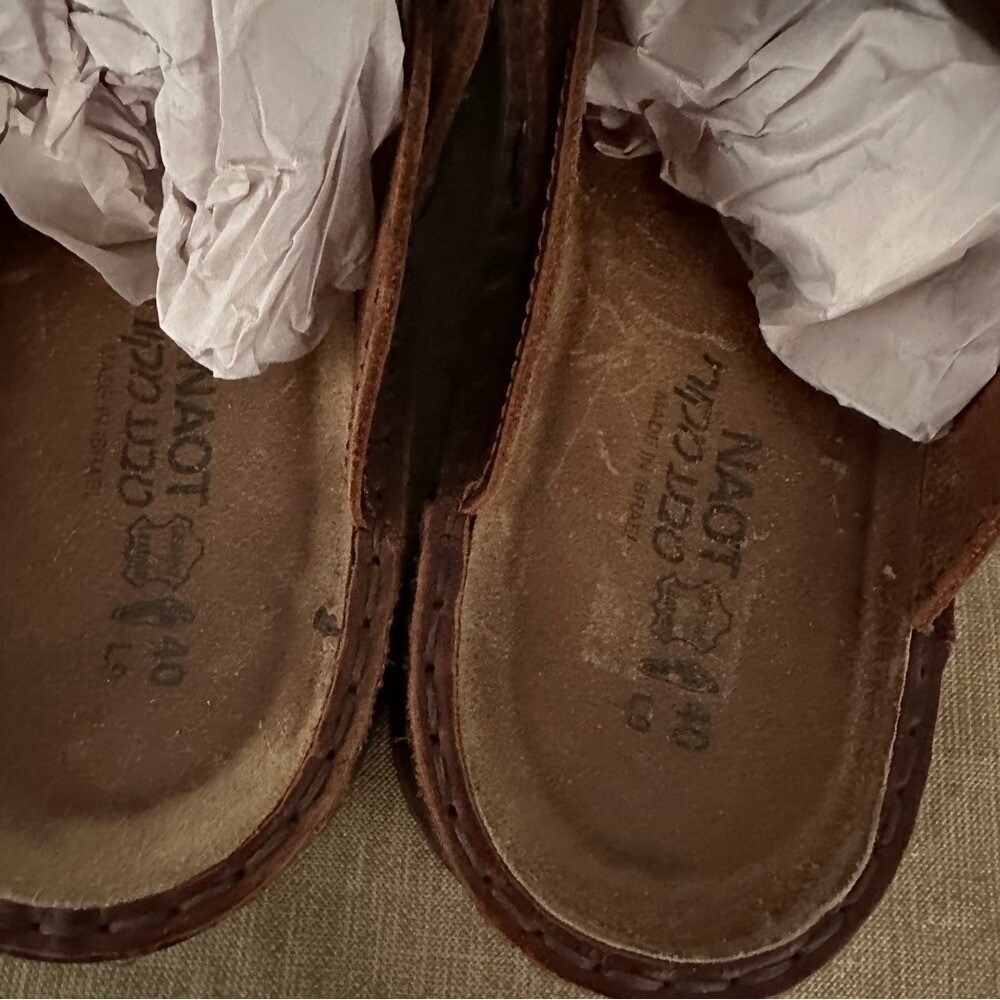 Naot Aster Brown Leather Slip On Mules Slide Clog Size 40/ US 9 Buckle Comfort - Picture 4 of 8